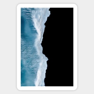 Minimalist wave crashing on a black sand beach in Iceland – Ocean Landscape Photography Sticker